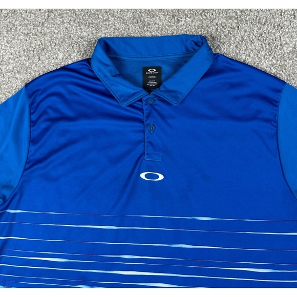 Oakley Hydrolix Polo Shirt Mens Medium Blue Short Sleeve Regular Fit Golf Casual - Picture 2 of 10